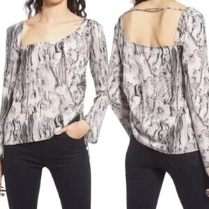 Open Edit Marbleized Asymmetrical Blouse Gray Purple Marble Size XS NWOT $49